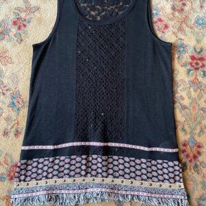 Miss Me tank top/tunic, black, size Med
